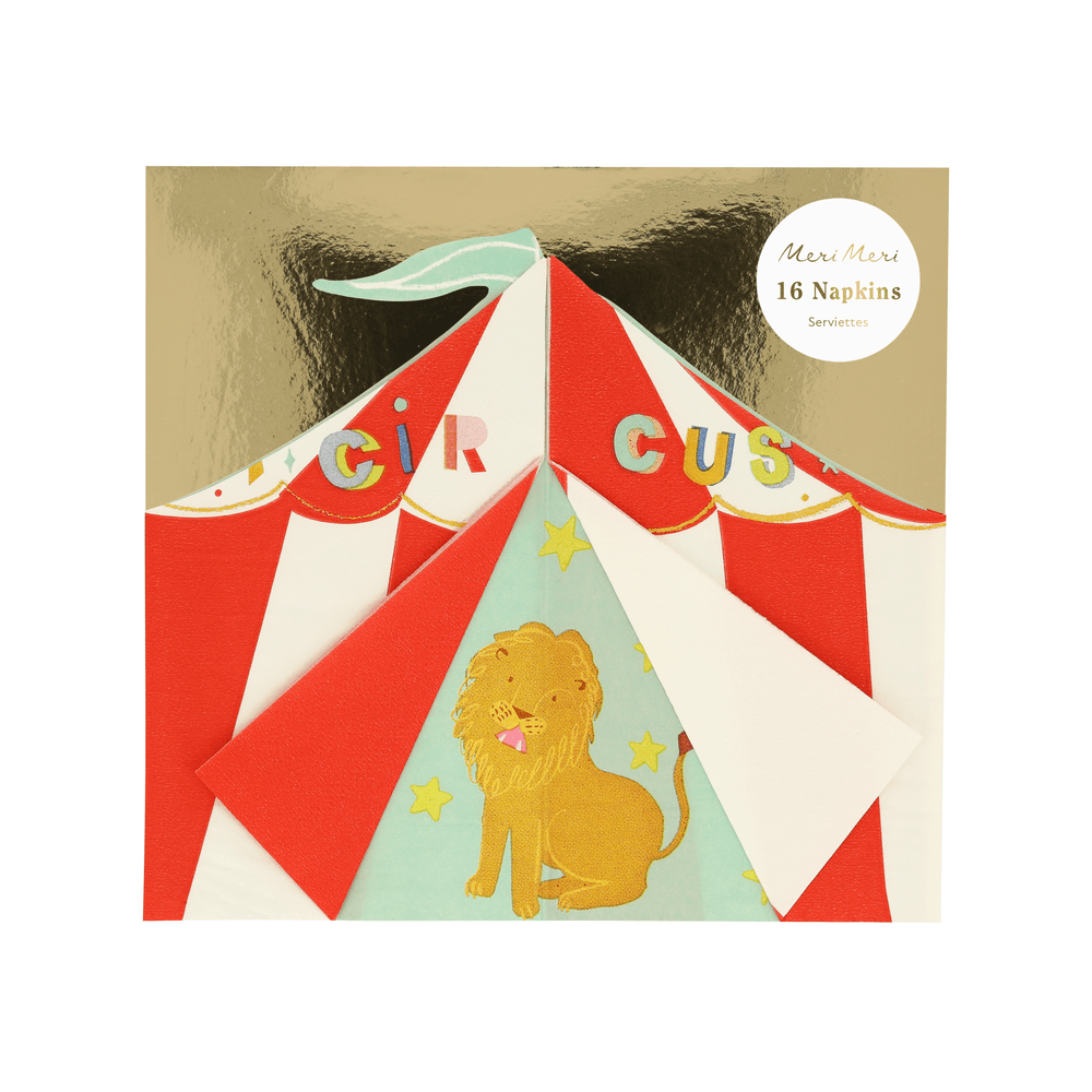 Meri Meri - 3-Ply Circus Shaped Big Top Napkins - Multicolor - 16 Pcs