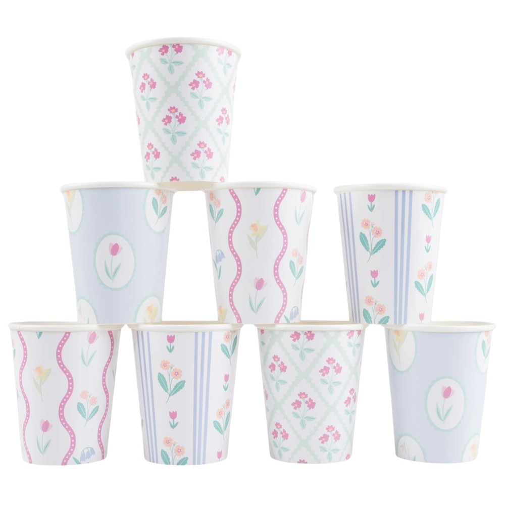 Meri Meri - Bloomsbury Floral Pattern Paper Cups - 256 ml - 8 Pc Set