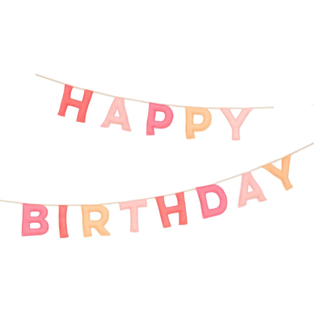 Meri Meri - Happy Birthday Felt Garland - Pink