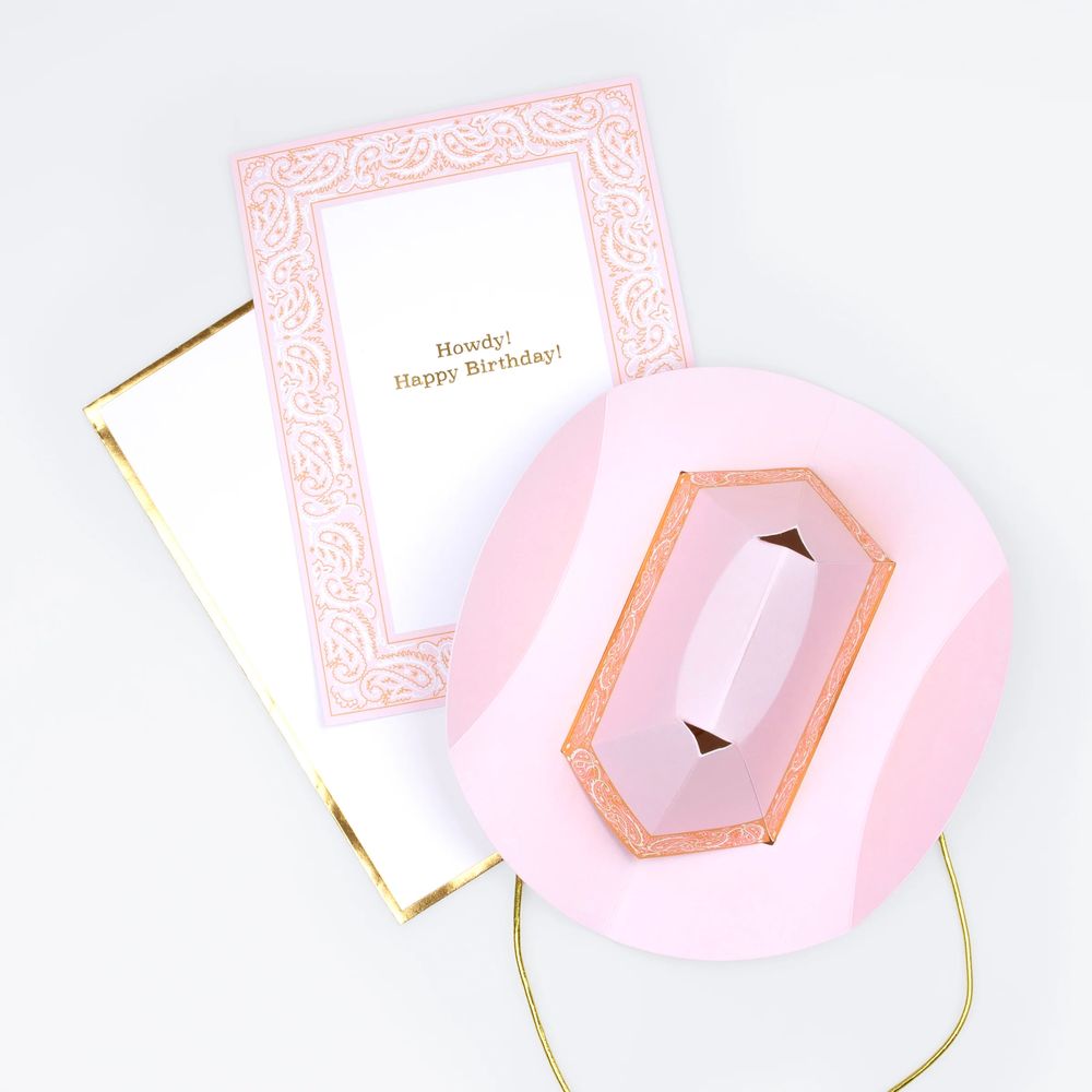 Meri Meri - Pop-Up Western Hat Birthday Card - Pink