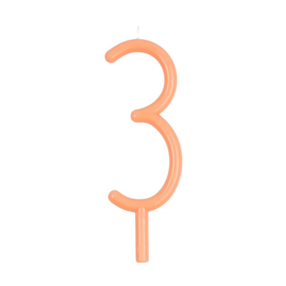 Meri Meri - Slim Number 3 Birthday Candle - Orange