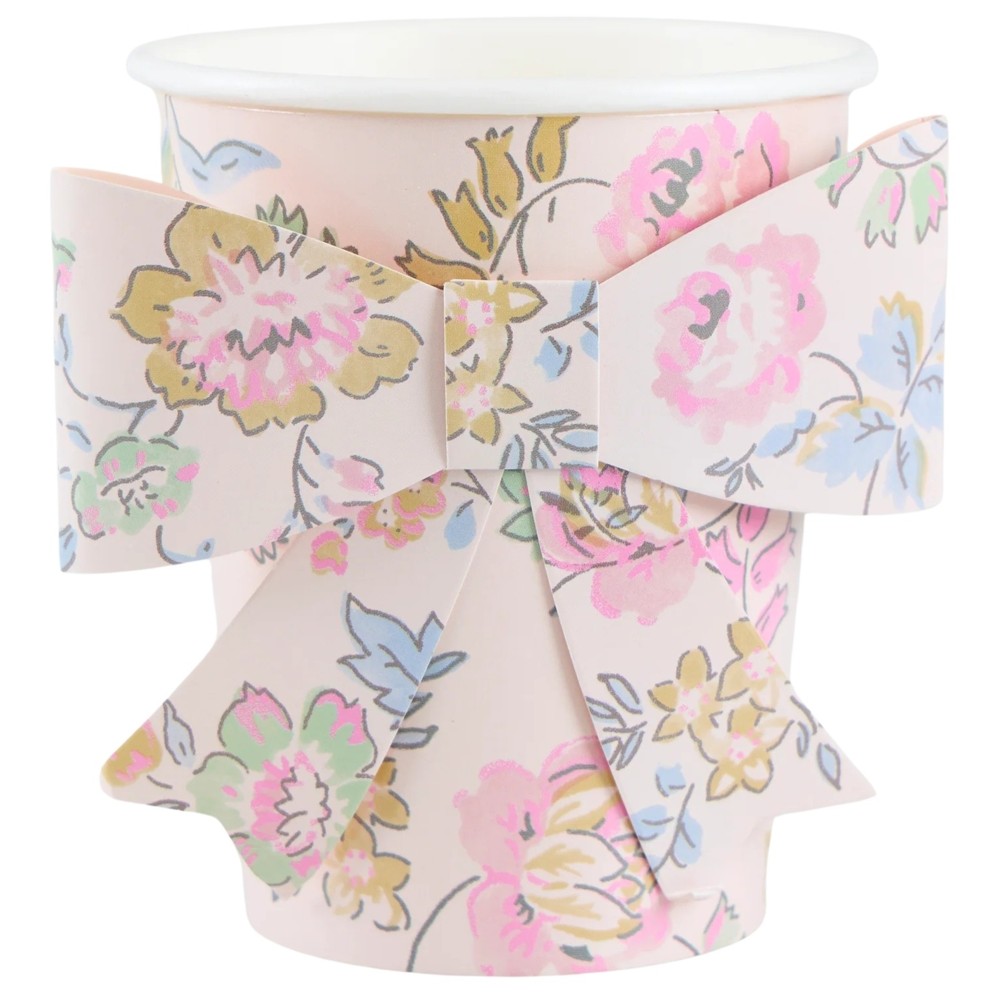 Meri Meri - Chintz Bow Paper Cups - Pink - 8 Pc Set
