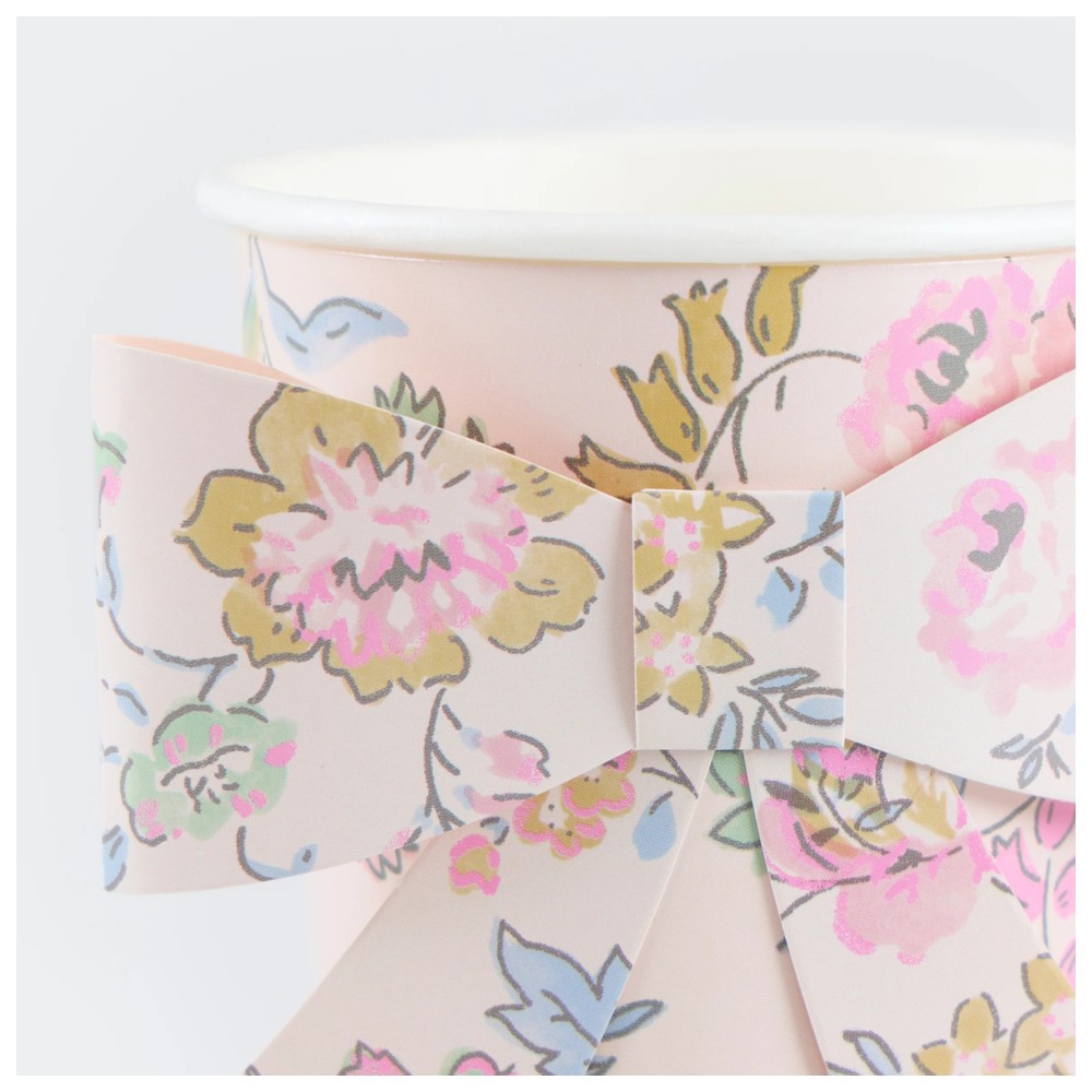 Meri Meri - Chintz Bow Paper Cups - Pink - 8 Pc Set