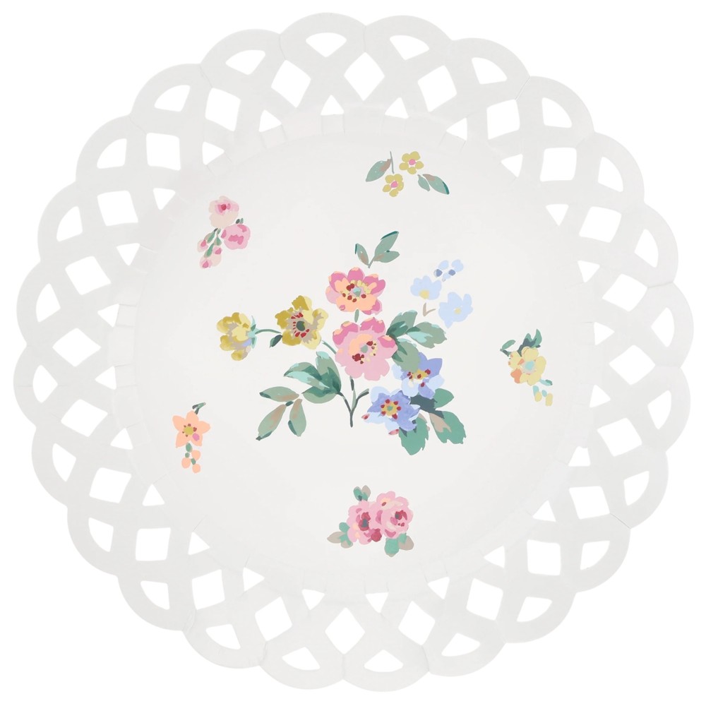 Meri Meri - Basketweave Floral Paper Dinner Plates - 8 Pc Set