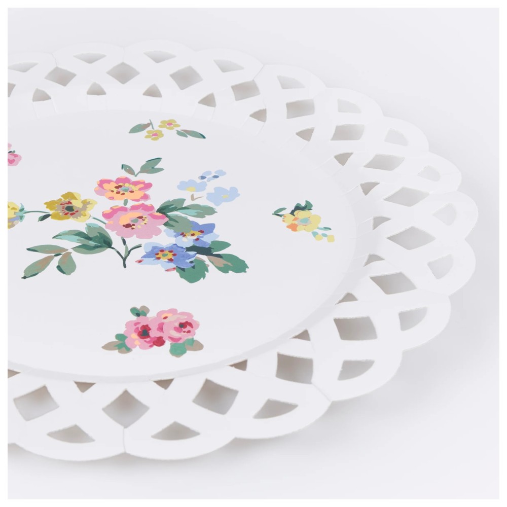Meri Meri - Basketweave Floral Paper Dinner Plates - 8 Pc Set