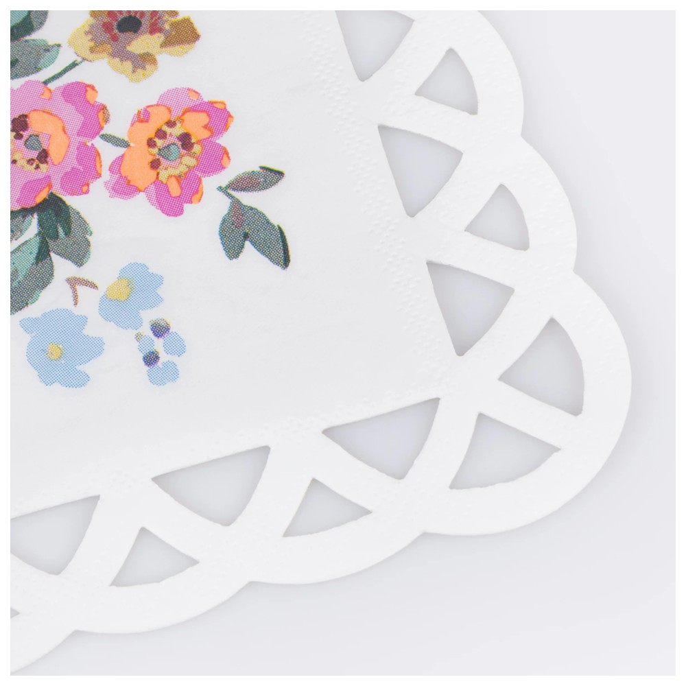 Meri Meri - Basketweave Floral Napkins - Small - 16 Pc Set