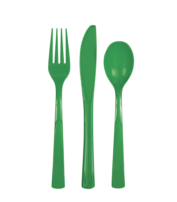 Unique - 18 Assorted Emerald Green Cutlery