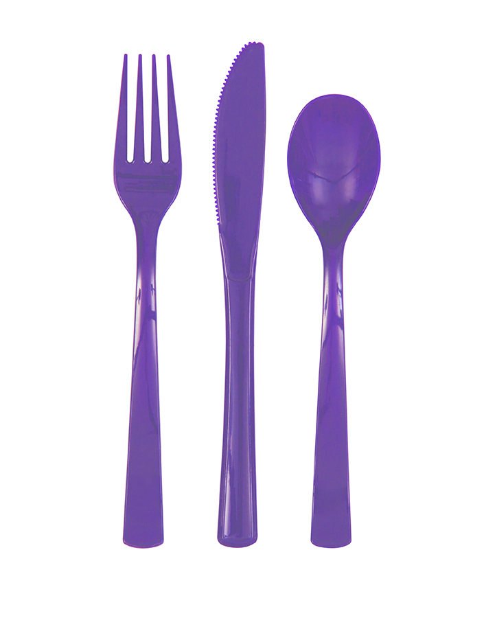 Unique - 18 Neon Purple Cutlery