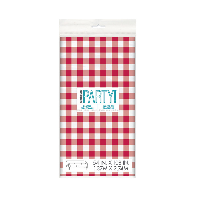 Unique - Gingham Pattern Table Cover - Red - 137x274 cm