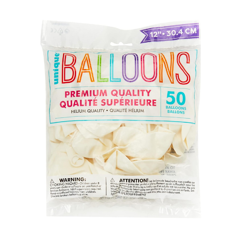 Unique - Latex Balloons - Linen White - 50 Pcs - 30.4 cm