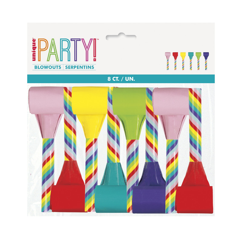 Unique - Stripe Candy Cane Party Blowouts - Multicolor - 8 Pcs