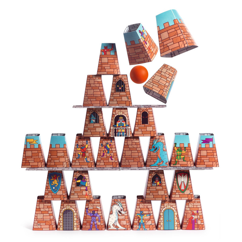 Djeco - Castle Rock - Construction & Knock Down 2-In-1 Game