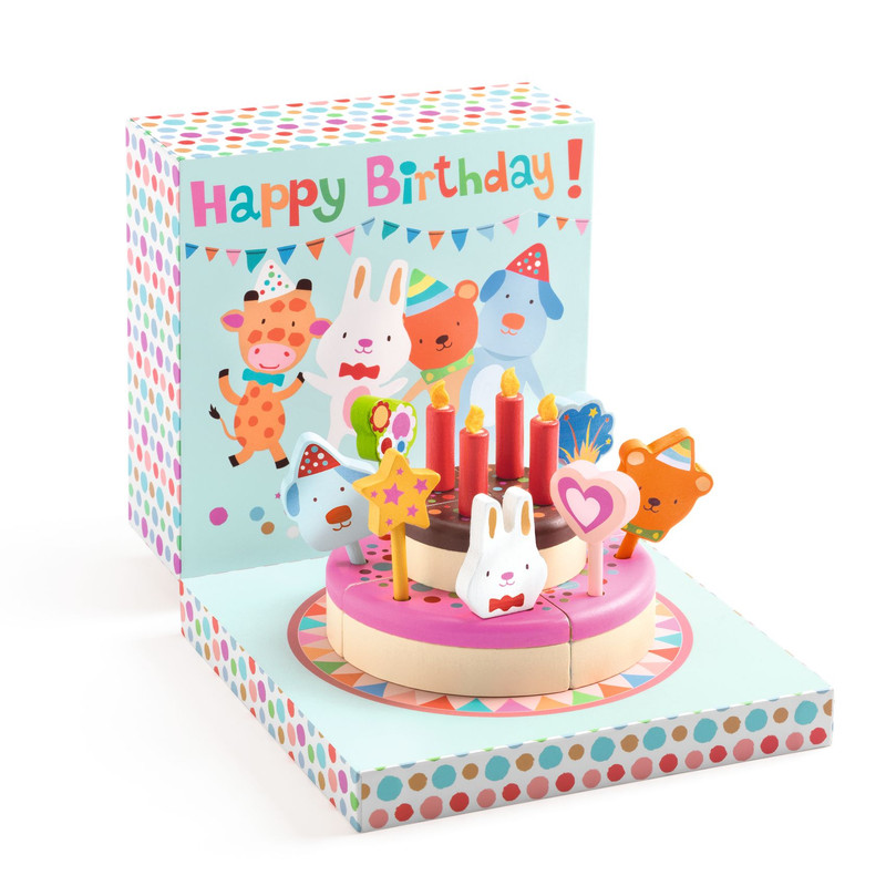 Djeco - Happy Birthday Wooden Cake & Candles Set
