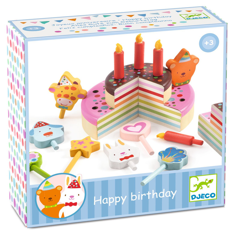 Djeco - Happy Birthday Wooden Cake & Candles Set