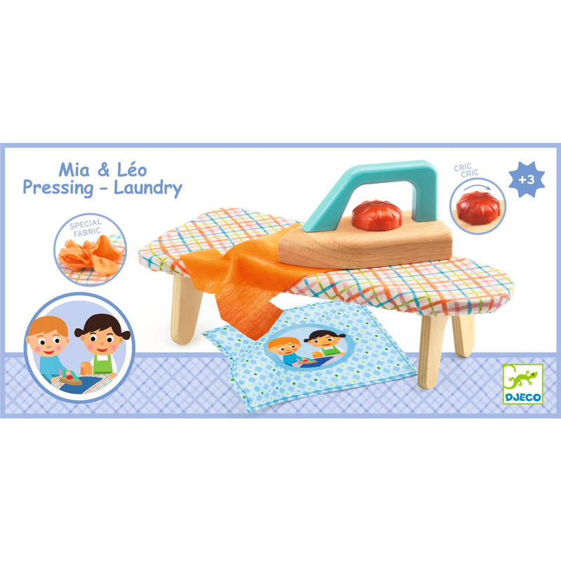 Djeco - Laundry Mia & Leo Wooden Pretend Play Set