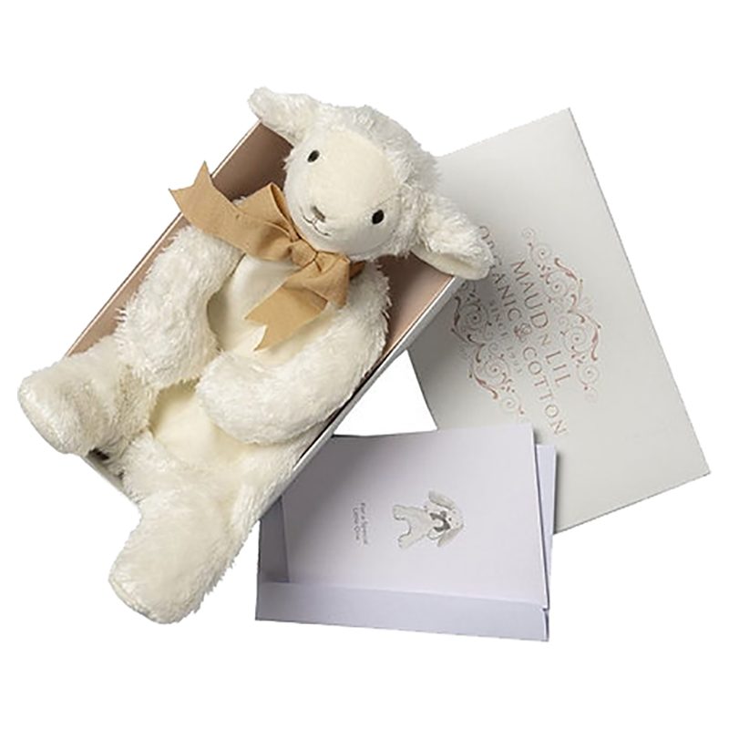 Maud n Lil - Organic Lamb Soft Toy Comforter in Gift Box - White/Sand