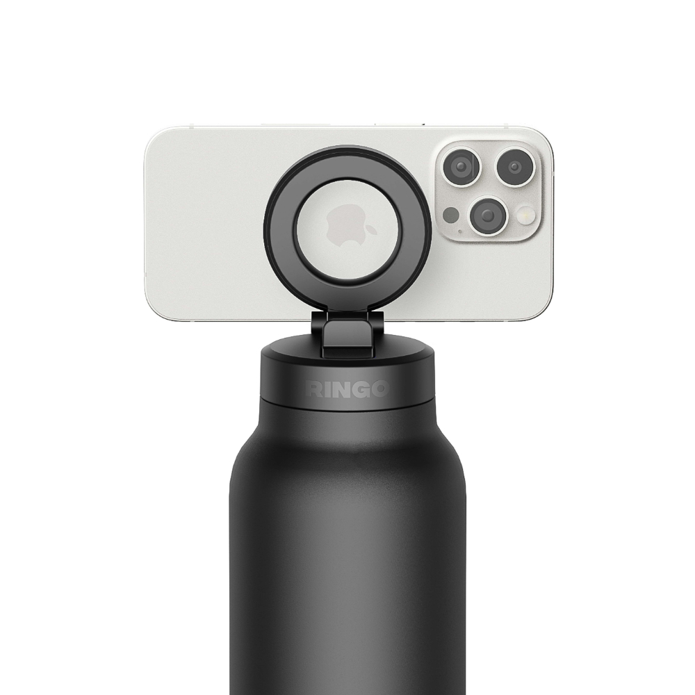 Ringo - Stainless Steel Water Bottle + Magnetic Integrated Phone Ring - 710ml