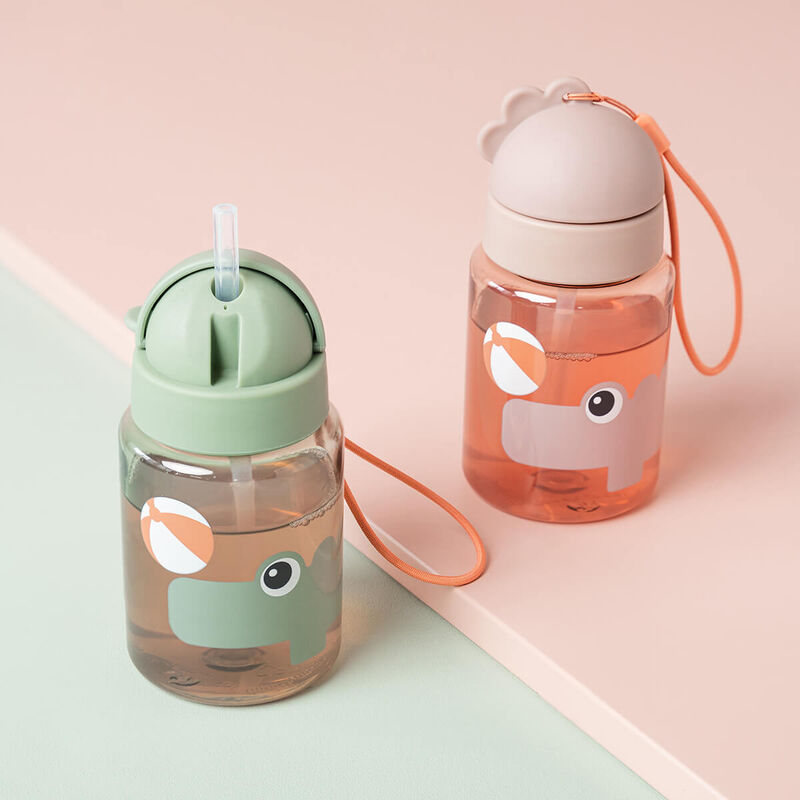 Done By Deer - Playground Printed Straw Bottle - Powder - 280ml