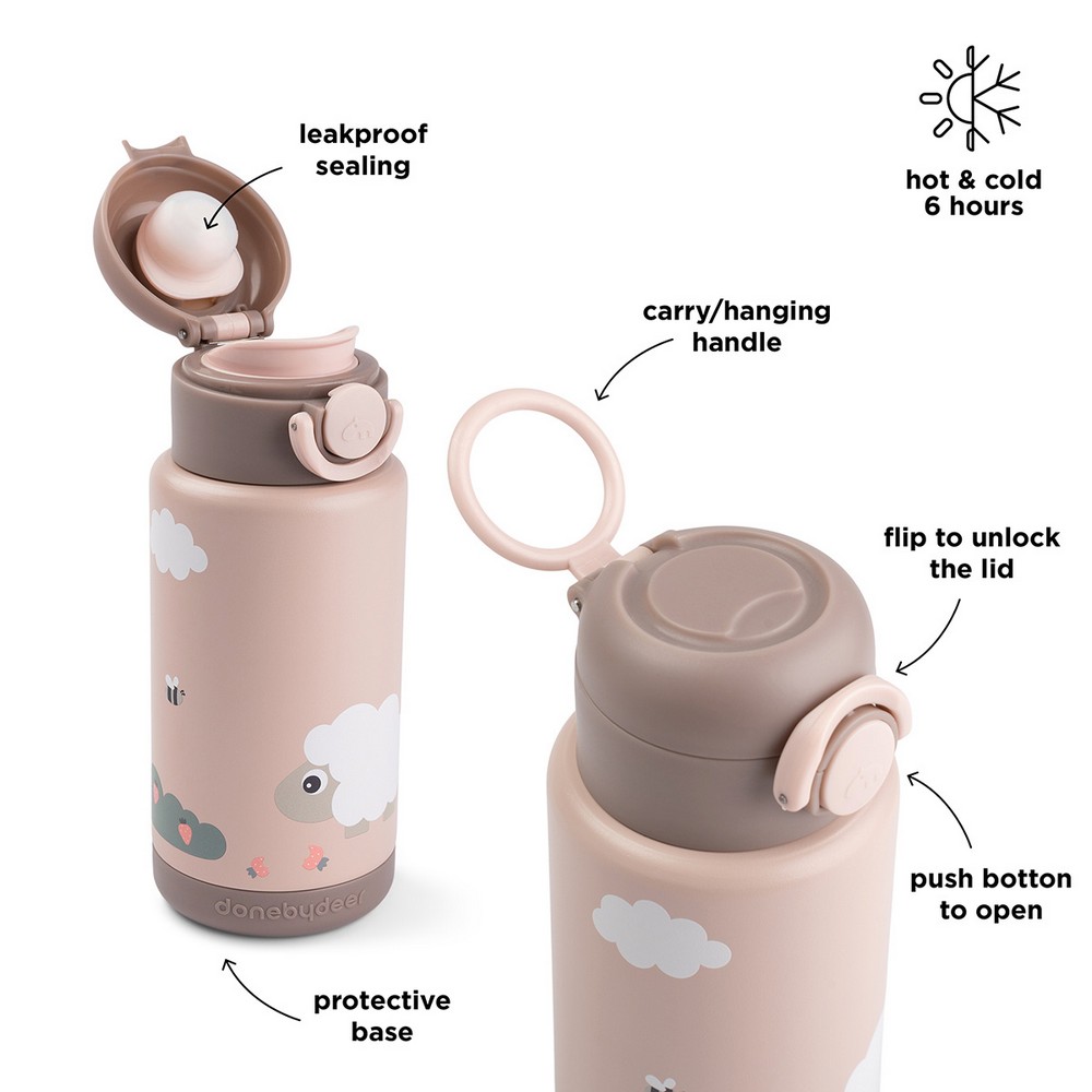 Done By Deer - Insulated Bottle - 340ml - Tiny Farm Powder