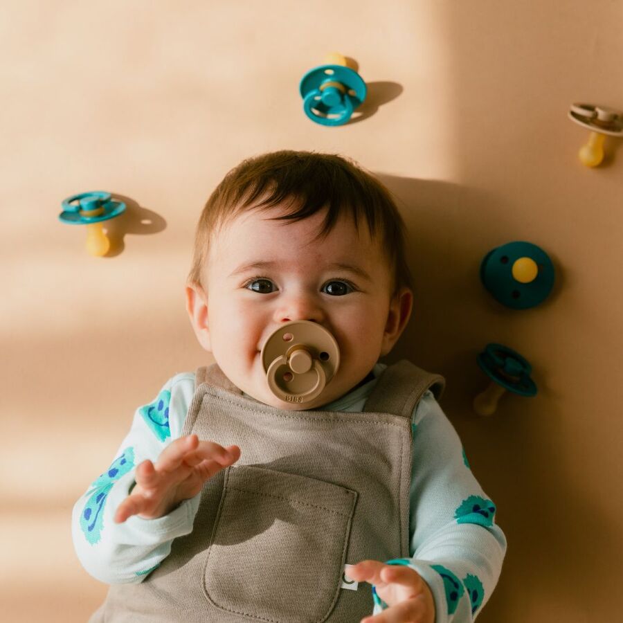 Bibs - Latex Round Nipple Pacifiers 0M - Taupe Scuba - Pack of 2 - Size1