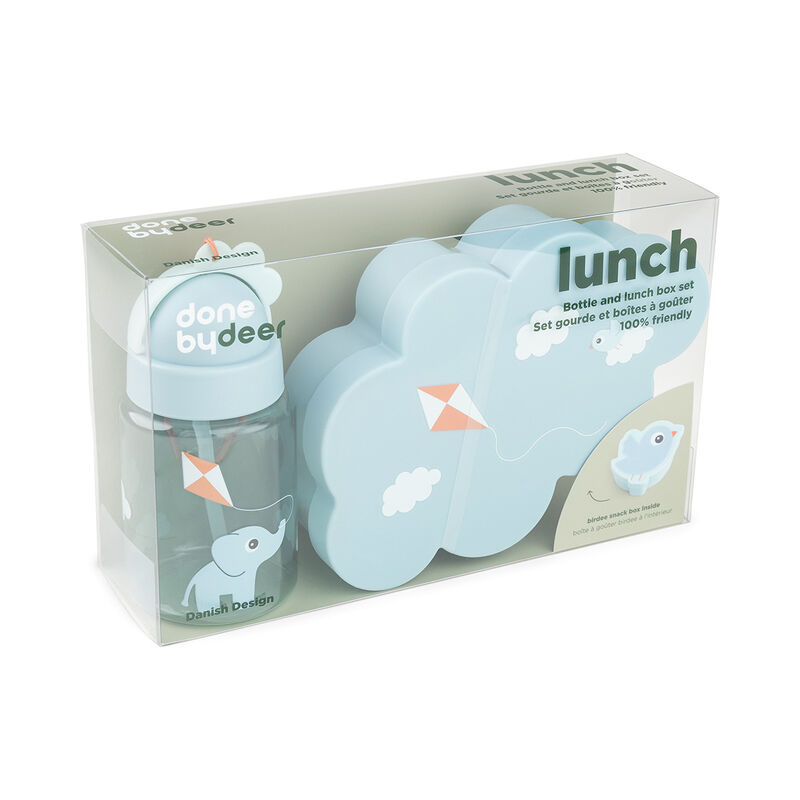 Done By Deer - Lunch & Snack Box With Straw Bottle Set - Playground Blue - 3 Pcs