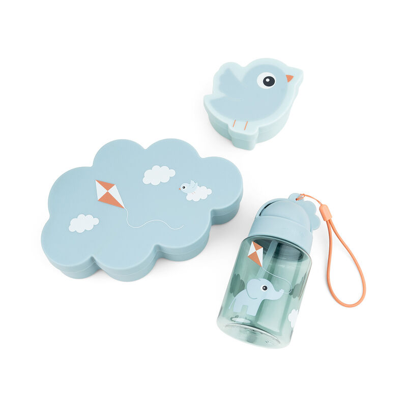 Done By Deer - Lunch & Snack Box With Straw Bottle Set - Playground Blue - 3 Pcs
