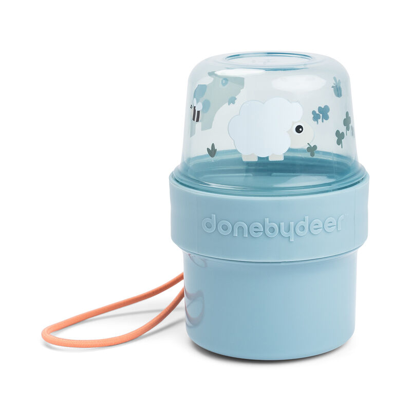 Done By Deer - To Go 2-Way Snack Container - Tiny Farm Blue - S