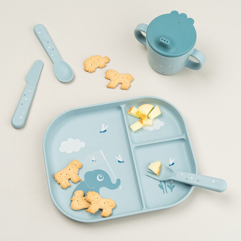 Done By Deer Foodie 3 Compartments Plate - Elphee - Blue