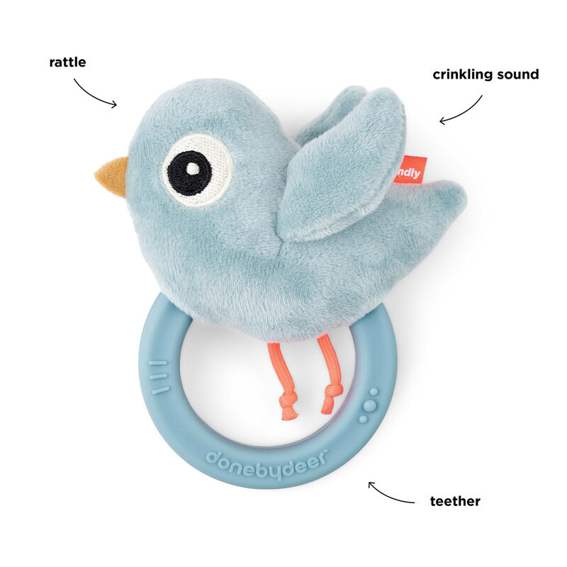 Done By Deer - Sensory Rattle With Teether - Birdee