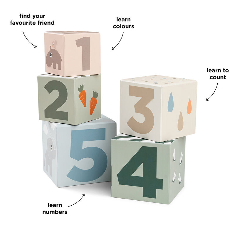 Done By Deer - Stacking Cubes Deer Friends - 5pcs - Color Mix