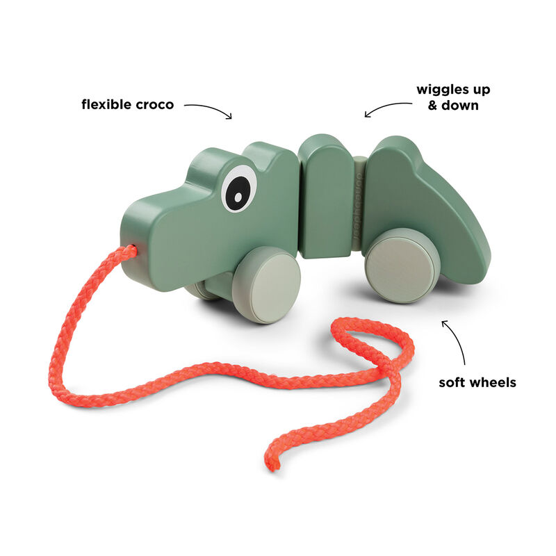 Done By Deer - Pull Along Wiggle Toy - Croco Green