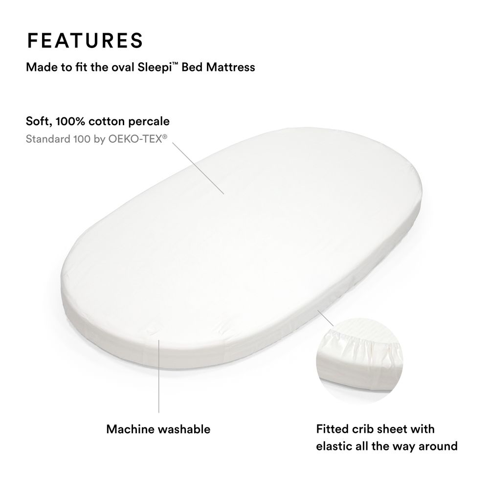 Stokke Fitted Sheet For Sleepi Bed V3 Only - White