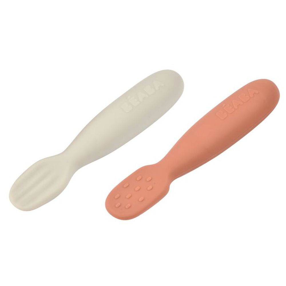 Beaba Silicone Pre-Spoons - Terracotta/Velvet Grey - 2pcs