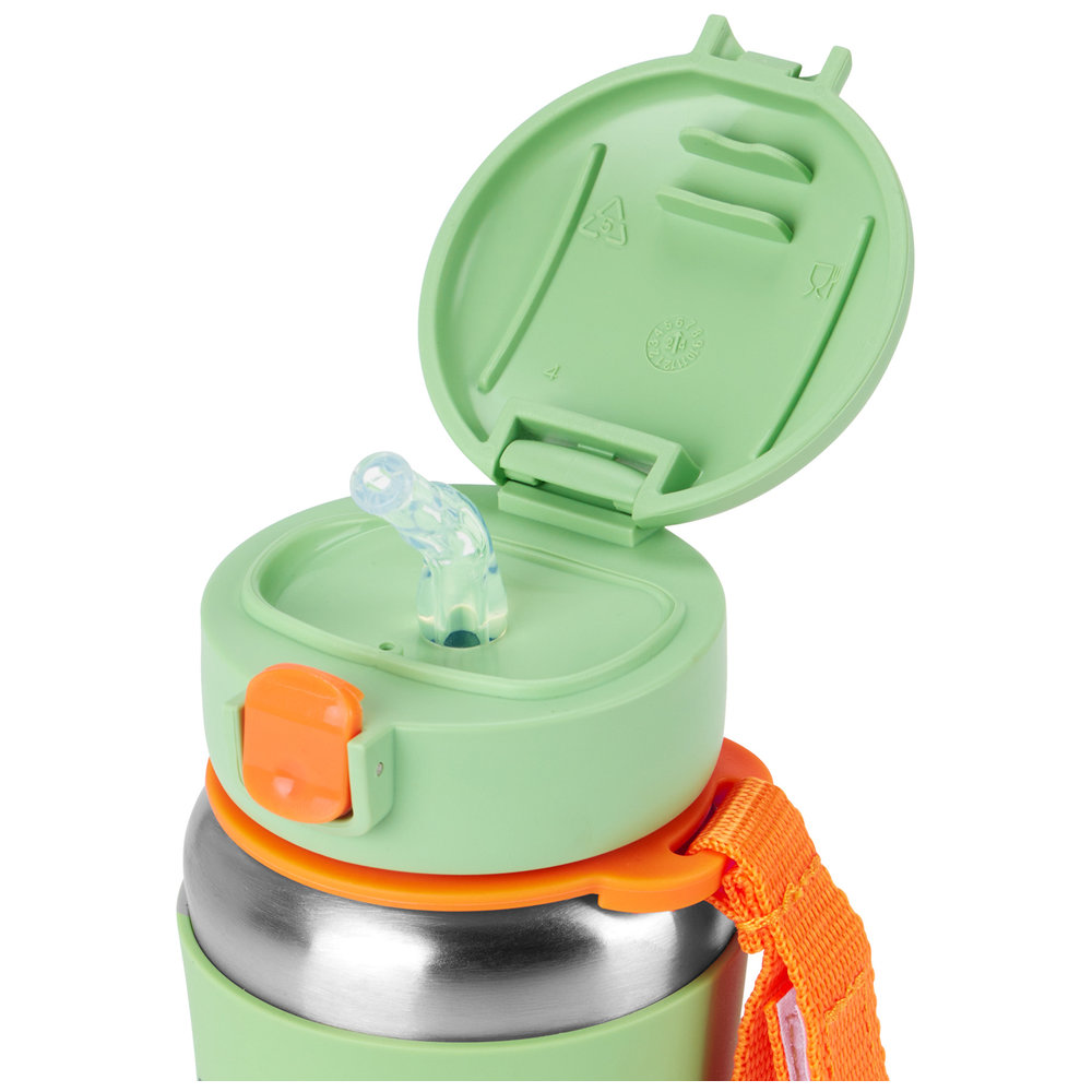 Skip Hop - Zoo Kids Water Bottle, Stainless Steel Straw Bottle - Racoon