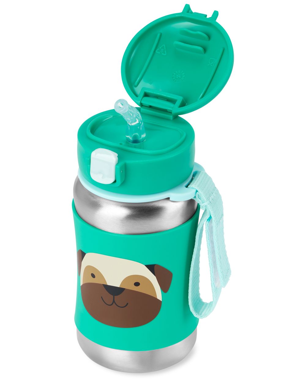 SkipHop - Zoo Stainless Steel Straw Bottle - Pug - 350ml