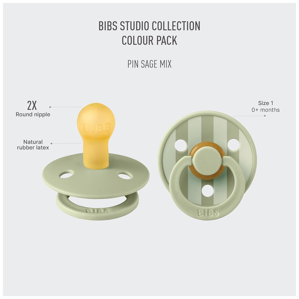 Bibs - Studio Colour Pacifier - Sage Mix - Size 1 - 2pcs