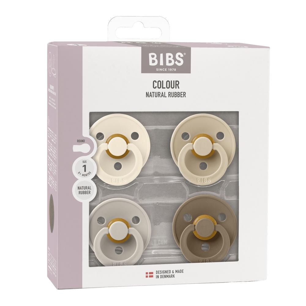 BIBS - Colour Round Latex Pacifier Pack Of 4 Size 1 - Ivory Sand Vanilla