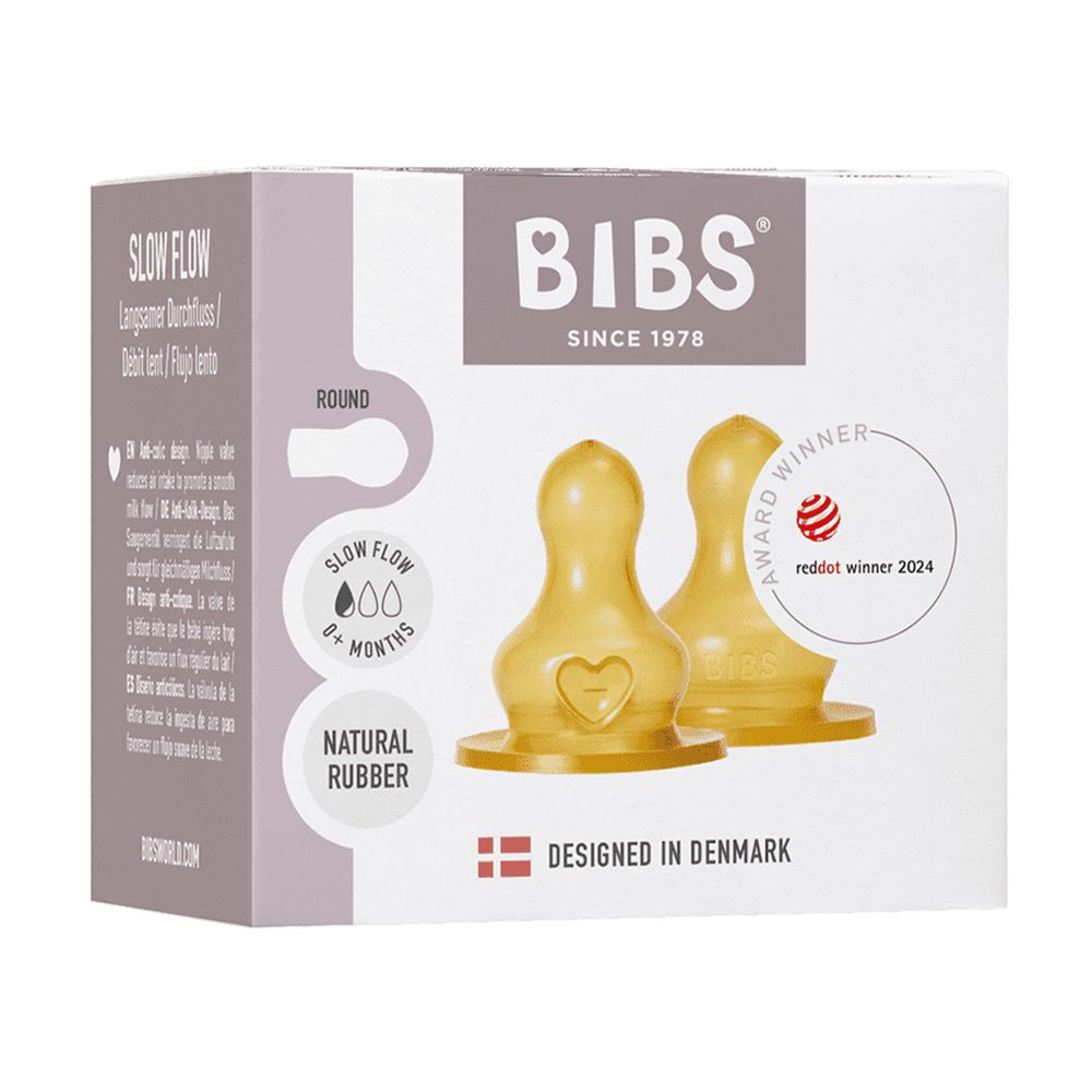 Bibs - Latex Baby Bottle Nipple Slow Flow Pack of 2 - 0-3M