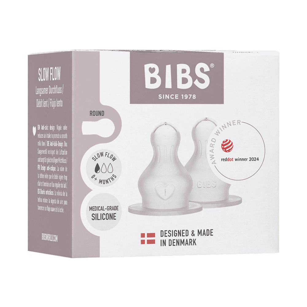 Bibs - Silicone Baby Bottle Nipple Slow Flow Pack of 2 - 0-3M