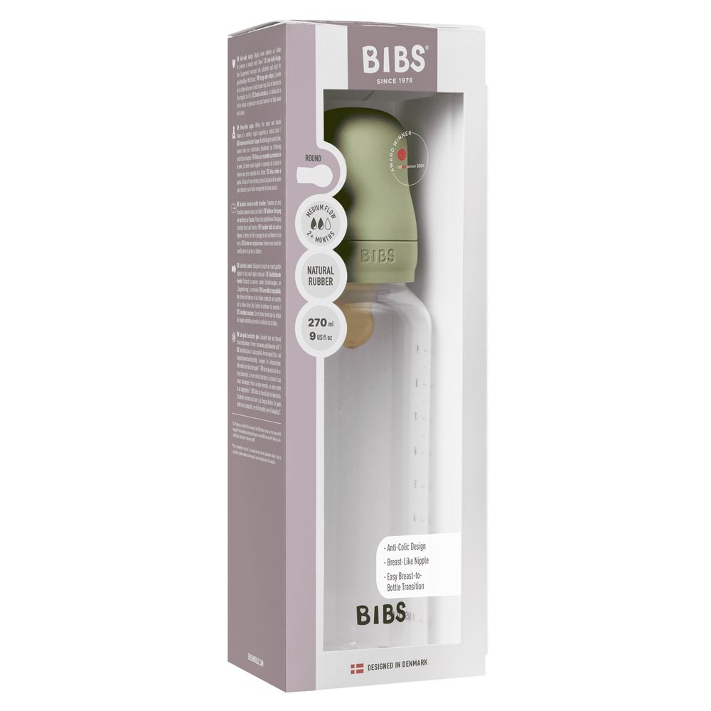 Bibs - Latex Nipple Baby Bottle Medium Flow - 3-6M - 270ml - Sage