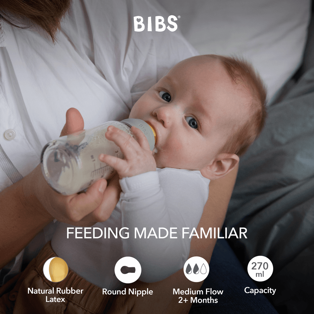 Bibs - Latex Nipple Baby Bottle Medium Flow - 3-6M - 270ml - Sage