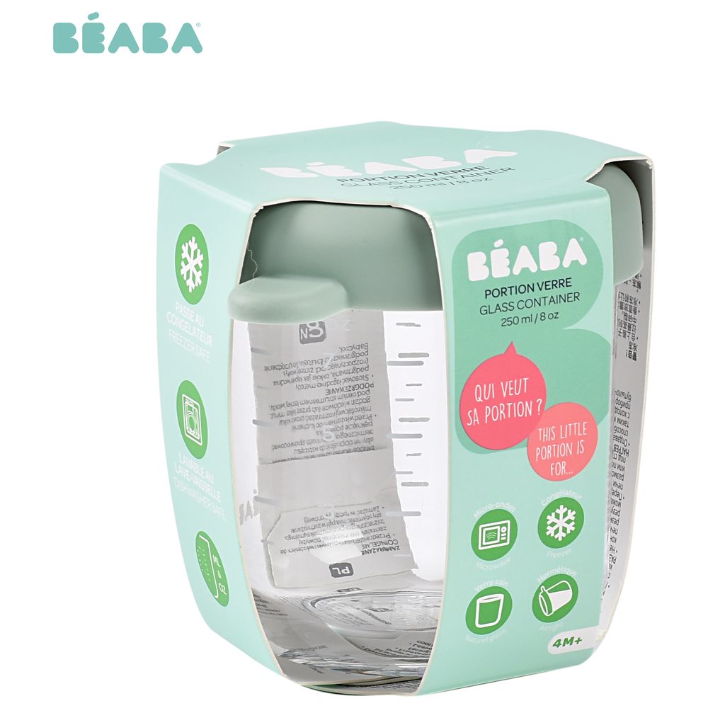 Beaba Conservative Glass Food Container - Sage Green - 250 ml