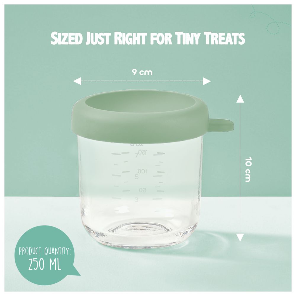 Beaba Conservative Glass Food Container - Sage Green - 250 ml