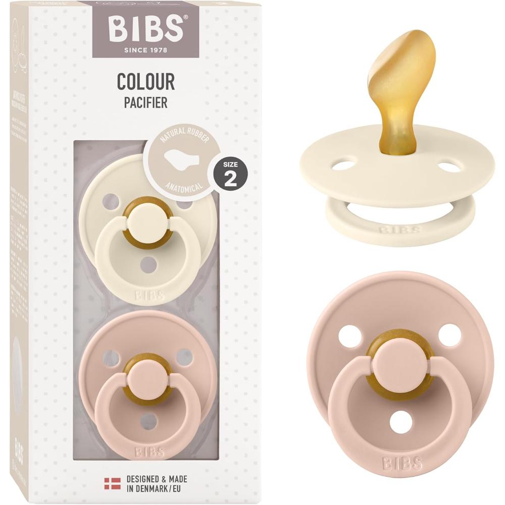 Bibs - Latex Anatomical Pacifiers 6M - Ivory/Blush - Pack of 2 - Size2