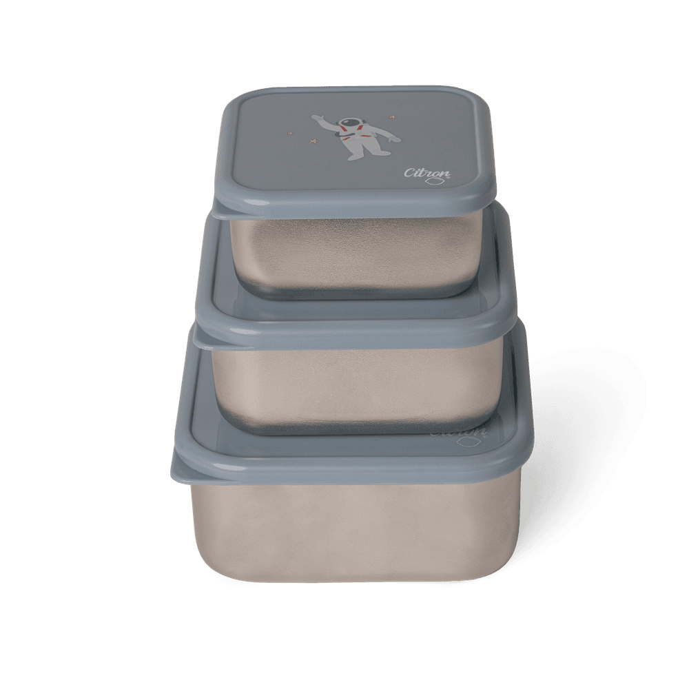 Citron - Spaceship Stainless Steel Stackable Lunchbox - Grey