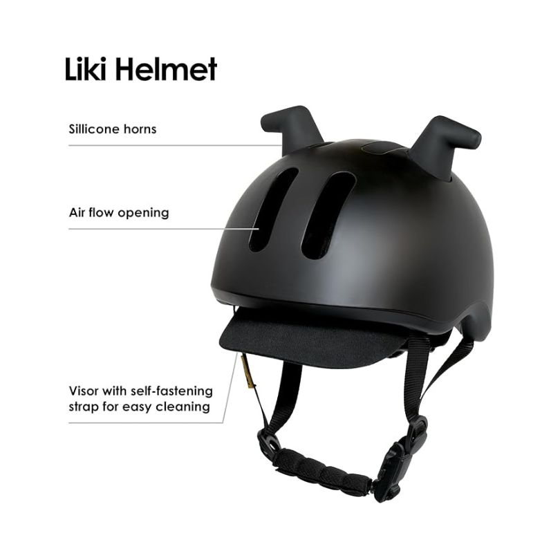Doona - Liki Kids Bike Helmet With Silicon Horns - Black