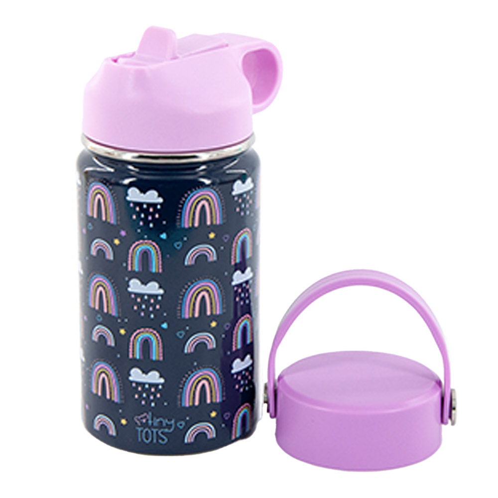 Tiny Tots - Insulated Steel Water Bottle With Straw - 350ml - Rainbow