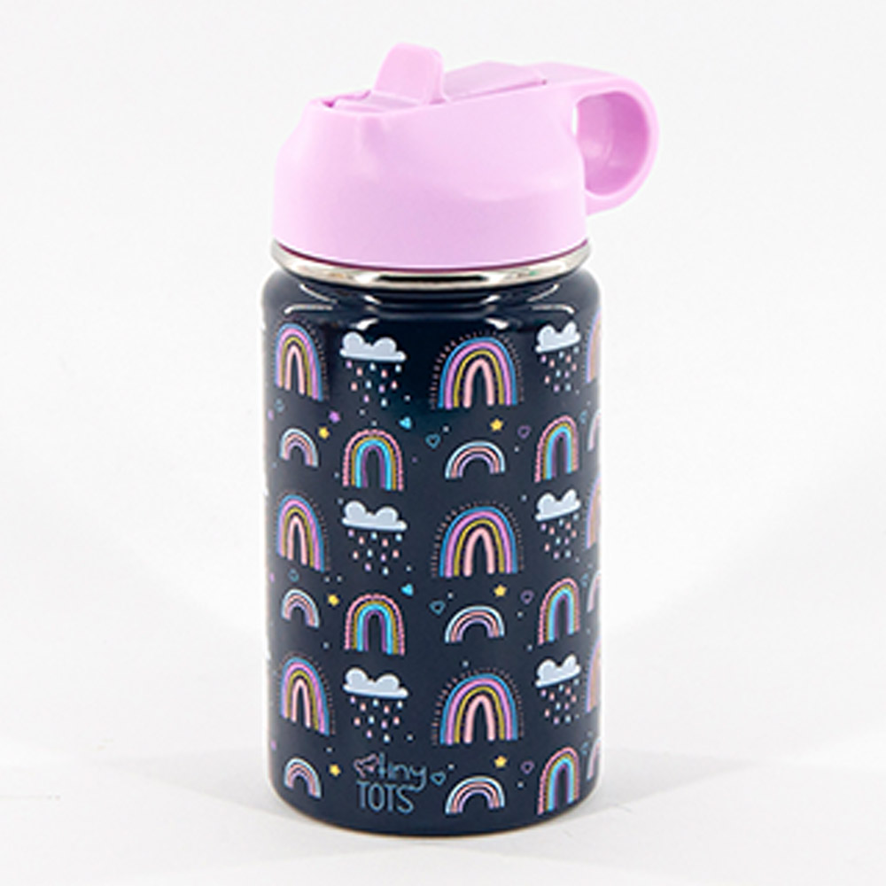 Tiny Tots - Insulated Steel Water Bottle With Straw - 350ml - Rainbow