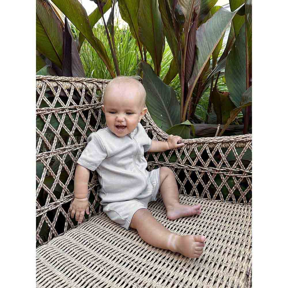 Mjolk Sleep and Play Romper White - Sand