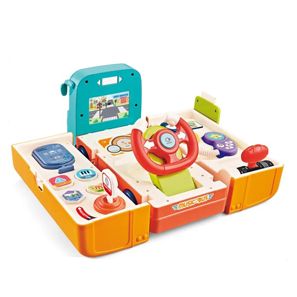 Little Angel - Kids Toy Educational Learning School Bus W/ Steering Wheel - Orange